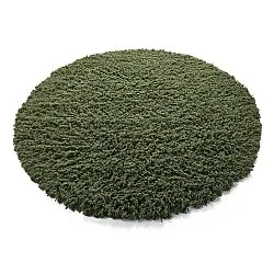 Tapete redondo - Fassale Hand Woven Wool Shaggy (verde musgo)