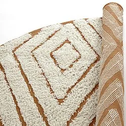 Tapete redondo - Holwell Natural Cotton Shaggy (umazano bela/rjava)