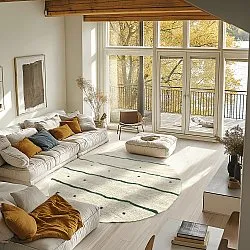 Tapete redondo - Leora Natural Cotton Shaggy (bege/verde)