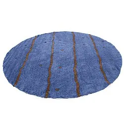 Tapete redondo - Leora Natural Cotton Shaggy (azul/marrom)