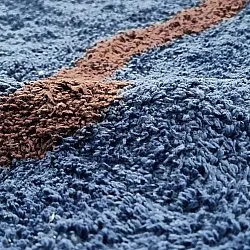 Tapete redondo - Leora Natural Cotton Shaggy (azul/marrom)