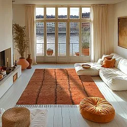 Tapetes felpudos - Leora Natural Cotton Shaggy (laranja/marrom)