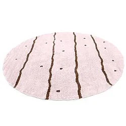 Tapete redondo - Leora Natural Cotton Shaggy (rosa/marrom)