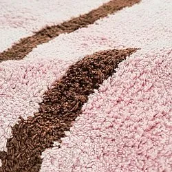 Tapete redondo - Leora Natural Cotton Shaggy (rosa/marrom)