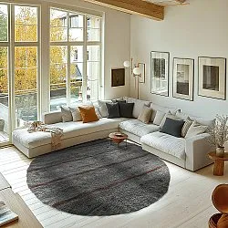 Tapete redondo - Leora Natural Cotton Shaggy (preto/marrom)