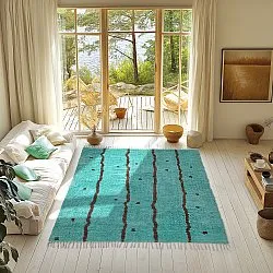 Tapetes felpudos - Leora Natural Cotton Shaggy (turquesa/marrom)