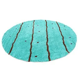Tapete redondo - Leora Natural Cotton Shaggy (turquesa/marrom)
