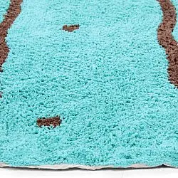 Tapete redondo - Leora Natural Cotton Shaggy (turquesa/marrom)