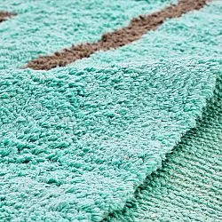 Tapete redondo - Leora Natural Cotton Shaggy (turquesa/marrom)