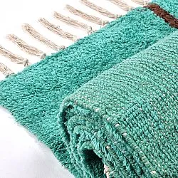 Tapetes felpudos - Leora Natural Cotton Shaggy (turquesa/marrom)