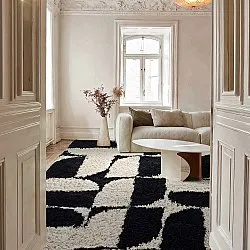 Tapetes felpudos - Marvao Natural Cotton Shaggy (branco sujo/preto)