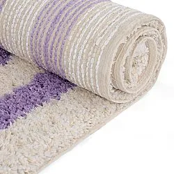 Tapetes felpudos - Thira Stripe Cotton Shaggy (creme/roxo claro)