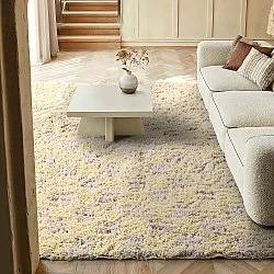 Tapetes felpudos - Methoni Check Cotton Shaggy (creme/amarelo claro)