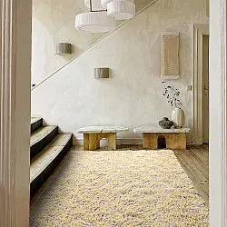Tapetes felpudos - Methoni Check Cotton Shaggy (creme/amarelo claro)