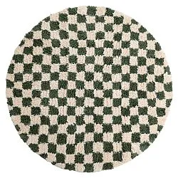 Tapete redondo - Methoni Check Cotton Shaggy (creme/verde)