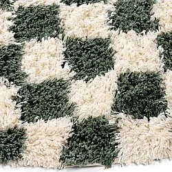 Tapete redondo - Methoni Check Cotton Shaggy (creme/verde)