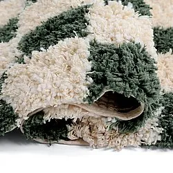 Tapetes felpudos - Methoni Check Cotton Shaggy (creme/verde)