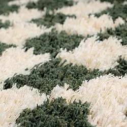 Tapete redondo - Methoni Check Cotton Shaggy (creme/verde)