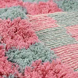 Tapetes felpudos - Methoni Check Cotton Shaggy (azul claro/rosa claro)