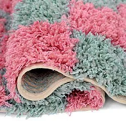 Tapetes felpudos - Methoni Check Cotton Shaggy (azul claro/rosa claro)