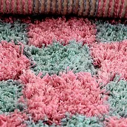 Tapetes felpudos - Methoni Check Cotton Shaggy (azul claro/rosa claro)