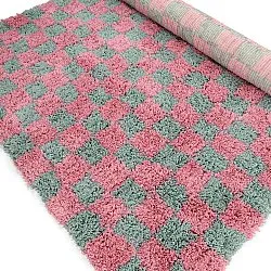 Tapetes felpudos - Methoni Check Cotton Shaggy (azul claro/rosa claro)