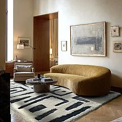 Tapetes felpudos - Palmyra (branco/azul-marinho)