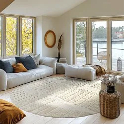 Tapete redondo - Rani Natural Cotton Shaggy (bege)