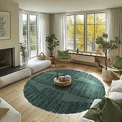 Tapete redondo - Rani Natural Cotton Shaggy (verde)