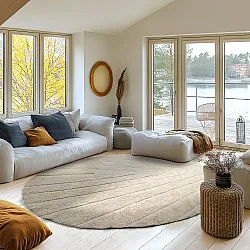 Tapete redondo - Sivia Natural Cotton Shaggy (bege)