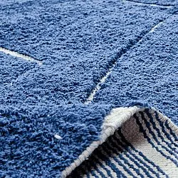Tapete redondo - Sivia Natural Cotton Shaggy (azul)