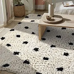 Tapetes felpudos - Soria Natural Cotton Shaggy (branco sujo/preto)