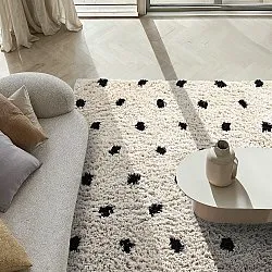 Tapetes felpudos - Soria Natural Cotton Shaggy (branco sujo/preto)