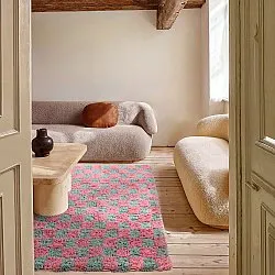 Tapetes felpudos - Methoni Check Cotton Shaggy (azul claro/rosa claro)