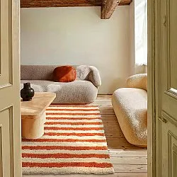 Tapetes felpudos - Thira Stripe Cotton Shaggy (amarelo claro/laranja claro)