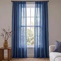 Cortinas Pack de 2 - Cortina de algodão Selena (azul)