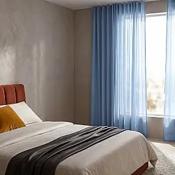 Cortinas Pack de 2 - Cortina de algodão Selena (azul)