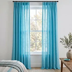 Cortinas Pack de 2 - Cortina de algodão Selena (turquesa)