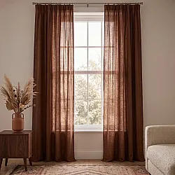 Cortinas Pack de 2 - Cortina de algodão Selena (marrom escuro)