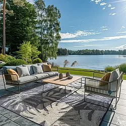 Tapete para interior e exterior - Maui (preto/multi)