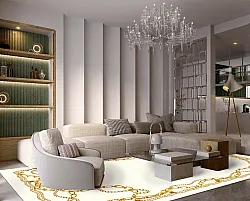 Tapete Wilton - Silea (branco/dourado)