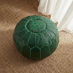 Pufe - Couro Marroquino (verde escuro)