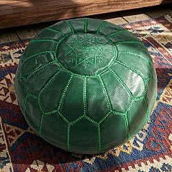 Pufe - Couro Marroquino (verde escuro)