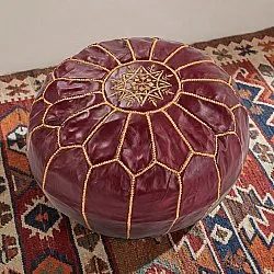 Pufe - Couro Marroquino (bordô)