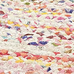 Runda mattor - Flätan (branco/multicolorido)