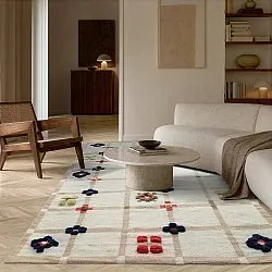Tapete de lã - Lausanne Flatweave Tufted Premium (branco/bege)