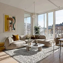 Tapete de lã - Mesra (cinza/branco)