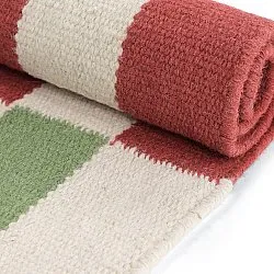 Tapete de lã - Peniche (creme/verde/vermelho)
