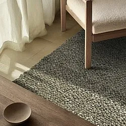 Tapete de lã - Sala Irregular Wool Bubble (verde musgo/mescla branca)