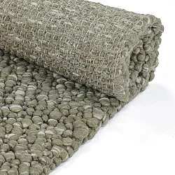 Tapete de lã - Sala Irregular Wool Bubble (verde musgo/mescla branca)